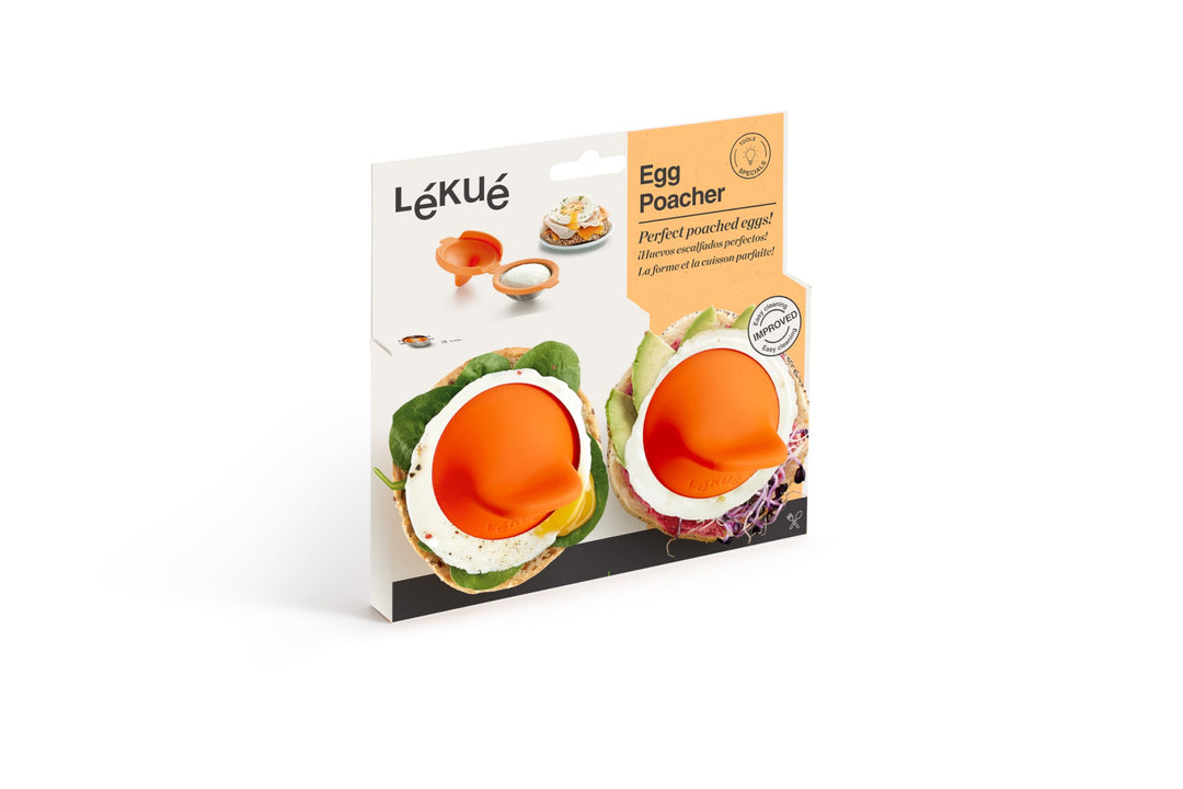 Lékué Eier-Pochierer, Edelstahl, orange, 9,3 x 11 x 7,5 cm, 2 Stück