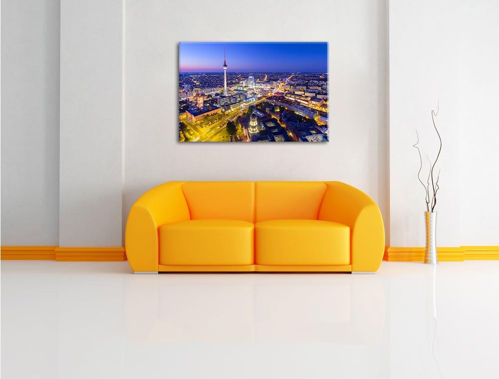 Berlin City Panorama, Format: 100x70 auf Leinwand, XXL riesige Bilder fertig gerahmt mit Keilrahmen,
