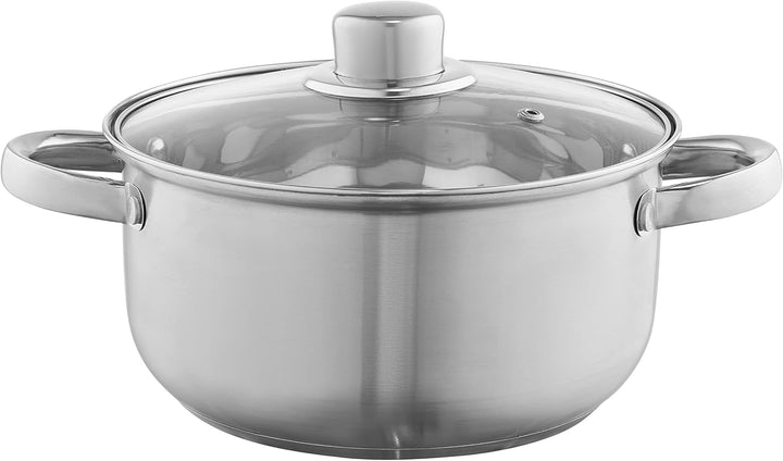 DOMOTTI Topfset Induktion Kochtopf Set 4-teilig mit Glasdeckel Edelstahl Kapselboden Induktionsgeeig