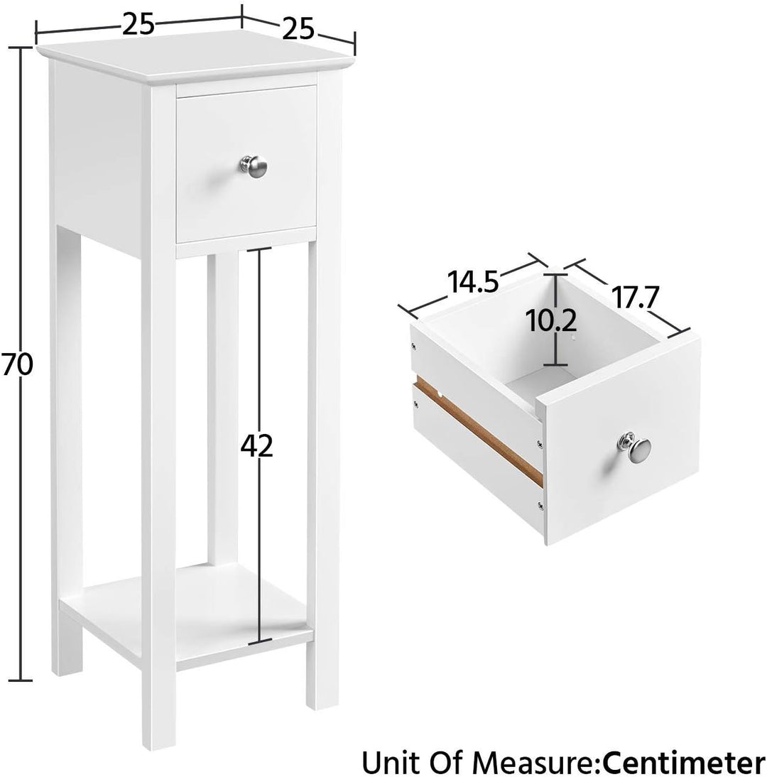 Yaheetech 2 STK. Telefontisch Weiss HBT: ca. 70 x 25 x 25 cm Beistelltisch mit Schublade Konsolentis
