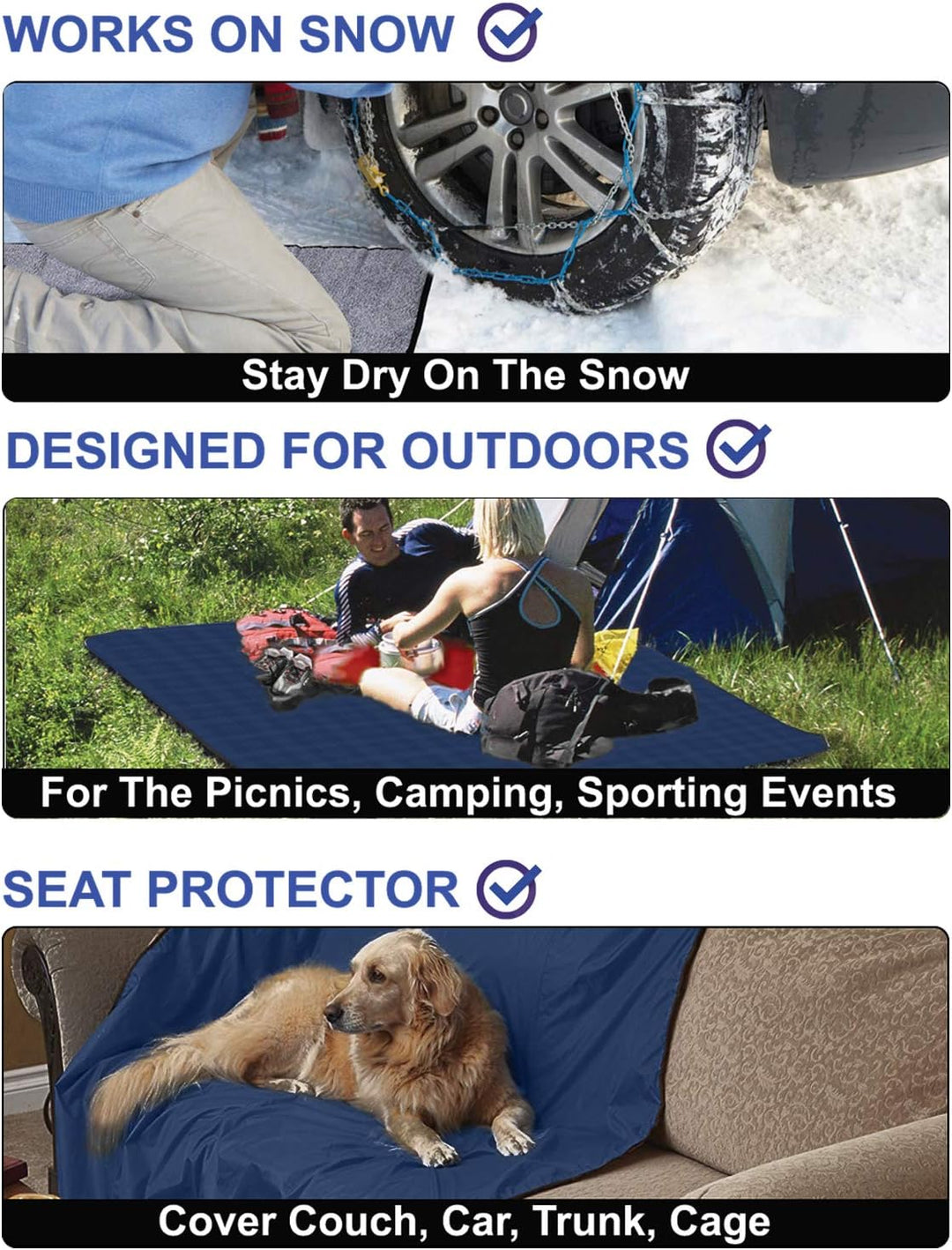 Kato Tirrinia Camping Decke wasserdicht, wasserdichte Picknickdecke Sherpa Outdoor Decke Sanddichte