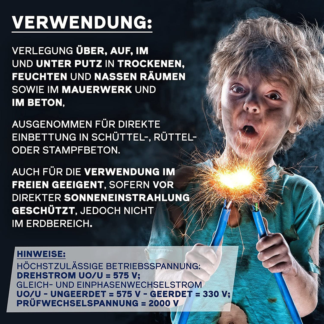EBROM NYM-J 5x6 mm² Installationskabel Mantelleitung grau - Länge: 85 m | 5m bis 120 m, Installation