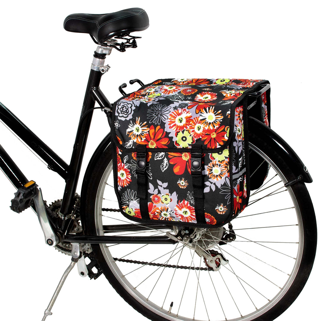 BikyBag Classic - Fahrrad Doppelpacktaschen für Fahrradheckträger (Rote Wiese)