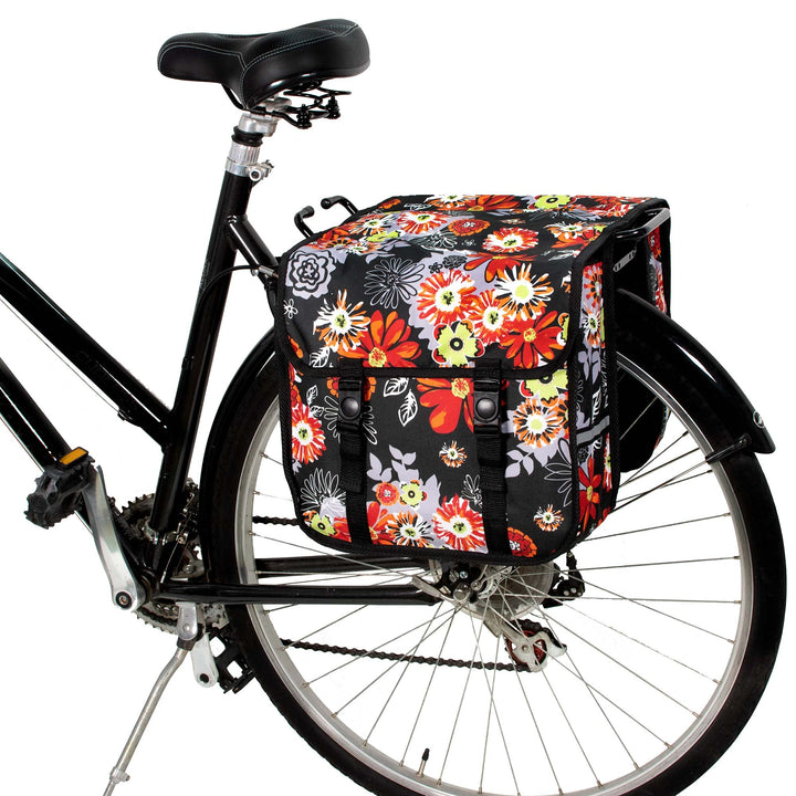 BikyBag Classic - Fahrrad Doppelpacktaschen für Fahrradheckträger (Rote Wiese)