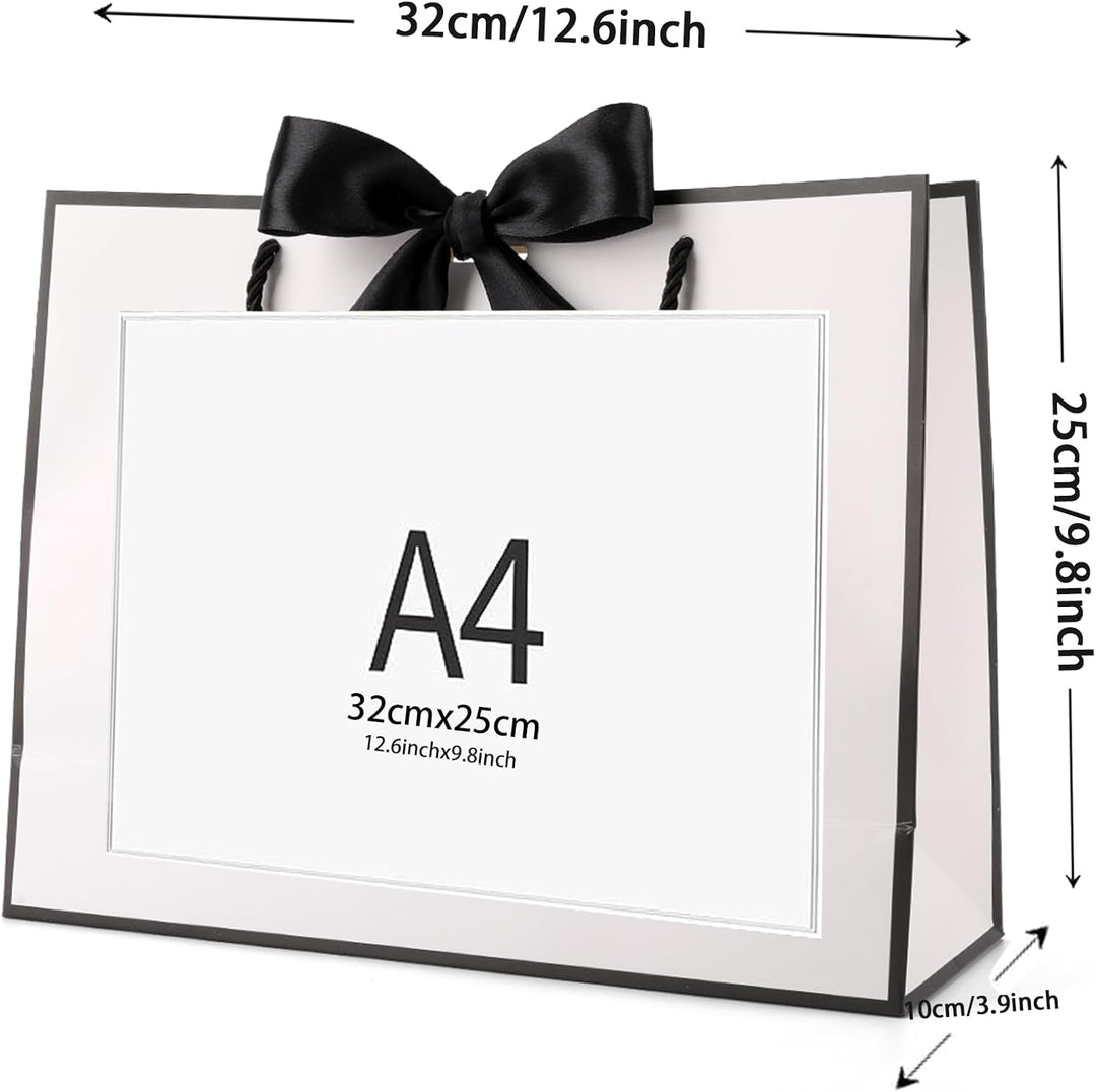 Geschenktüte mit Schleife,Geschenktüte Weiss,Geschenktaschen für Geburtstag, Hochzeit, Festivalfeier
