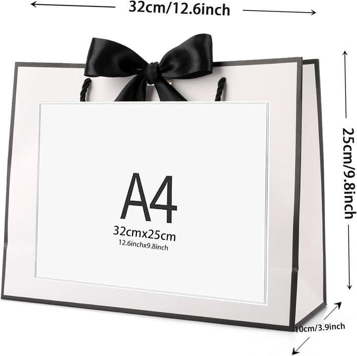 Geschenktüte mit Schleife,Geschenktüte Weiss,Geschenktaschen für Geburtstag, Hochzeit, Festivalfeier