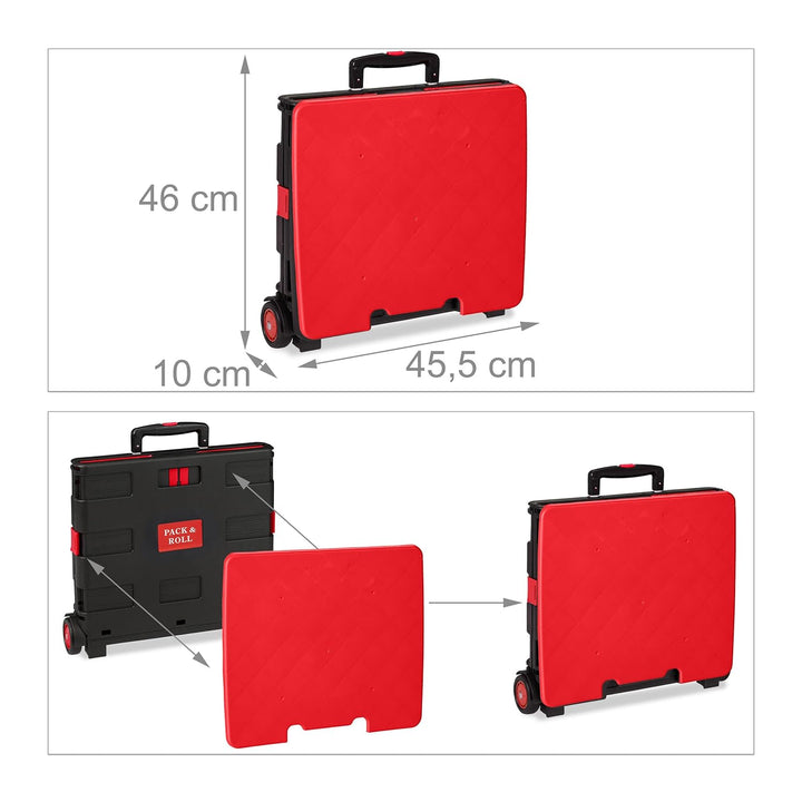 Relaxdays Einkaufstrolley, Klapptrolley mit Rollen & Deckel, Teleskopgriff, bis 35 kg, Faltbarer Tro