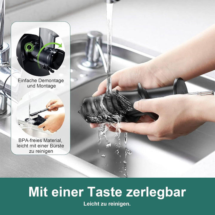 Fretta Slow Juicer Entsafter Gemüse und Obst Saftmaschine Silber, 200W Saftpresse Elektrisch Obstpre