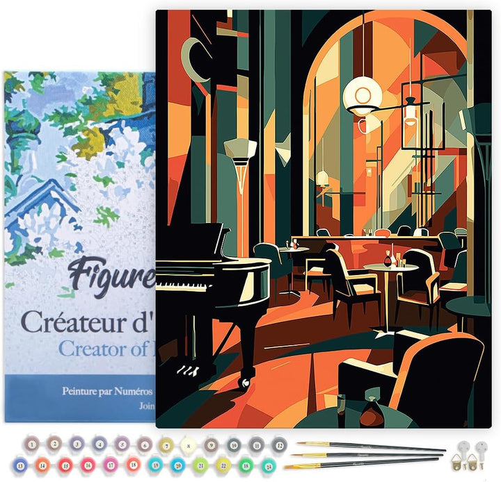Figured'Art Malen Nach Zahlen Erwachsene Mit Rahmen Art-Deco-Club - Paint by Numbers Basteln DIY Bas