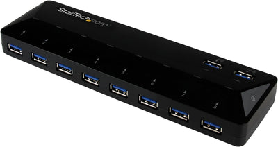StarTech.com 10 Port USB 3.0 Hub mit Lade- und Sync Port - 2 x 1,5A Ports - Desktop Hub und Schnelll