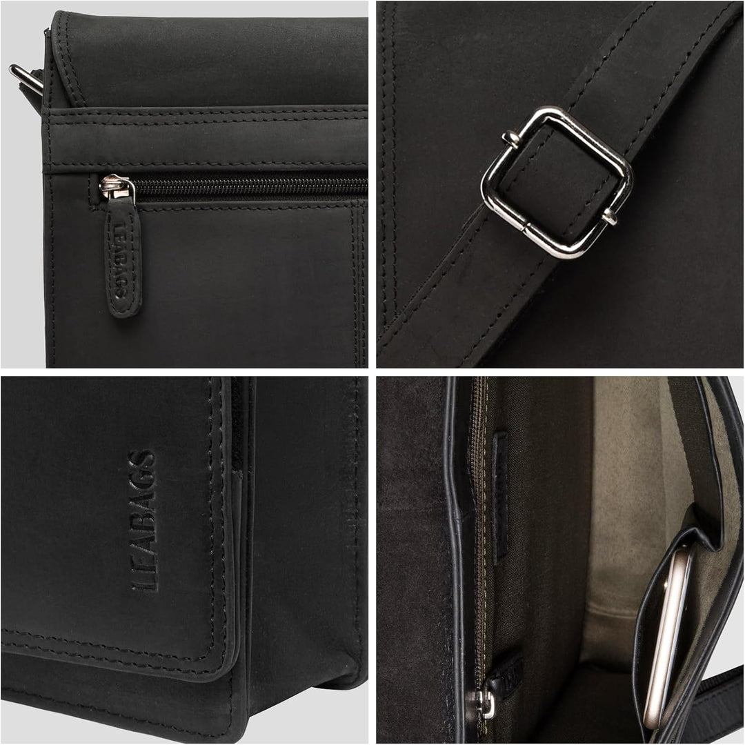 LEABAGS London Leder Umhängetasche – Vintage Messenger Bag aus Echtleder für Damen & Herren – Kleine