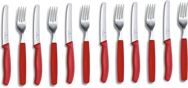 Victorinox 12-tlg. Tafelmesser - Tomatenmesser Besteck Set Swiss Classic mit Wellenschliff rostfrei