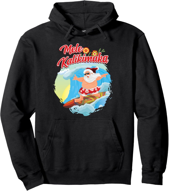 Christmas in July Hawaiian Kids Santa Shaka Mele Kalikimaka Pullover Hoodie