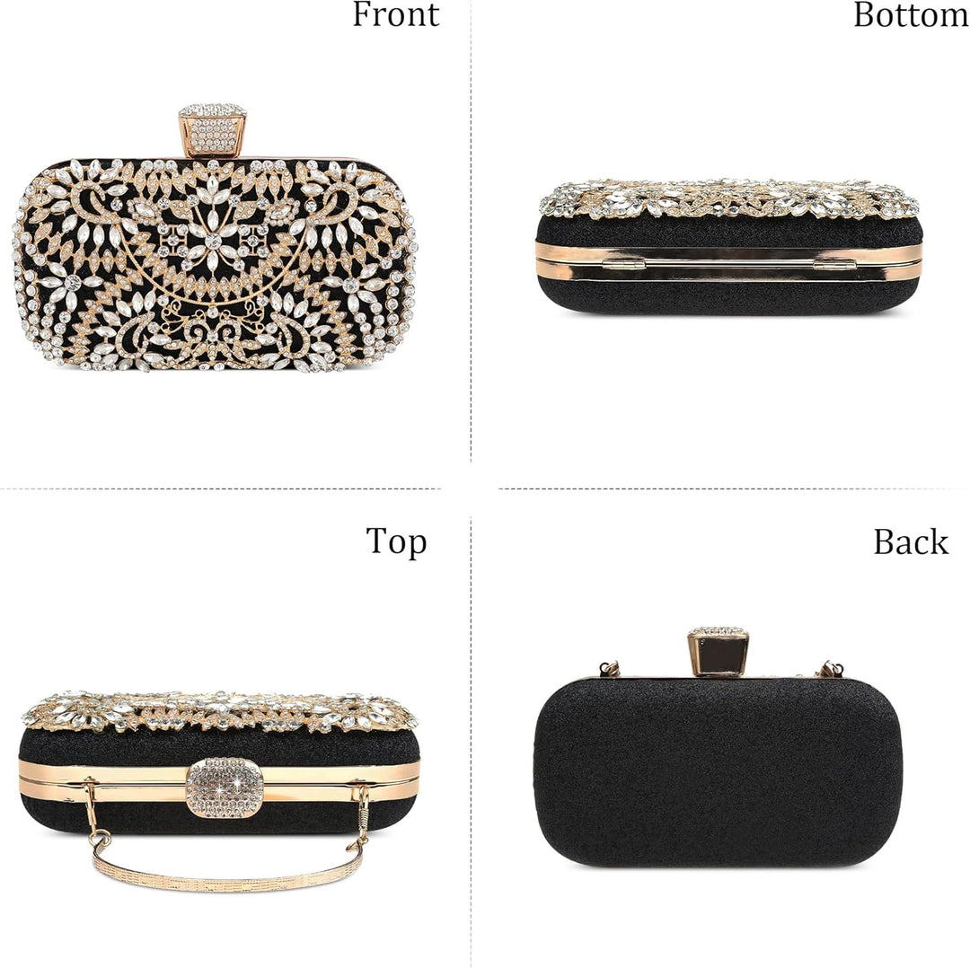 DIRRONA Strass Damen Handtasche Elegante Hochzeits Braut Clutch Bag Exquisite Kettentasche Glitzer P