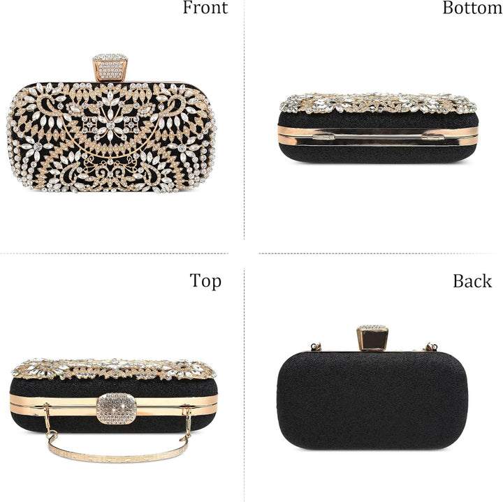 DIRRONA Strass Damen Handtasche Elegante Hochzeits Braut Clutch Bag Exquisite Kettentasche Glitzer P