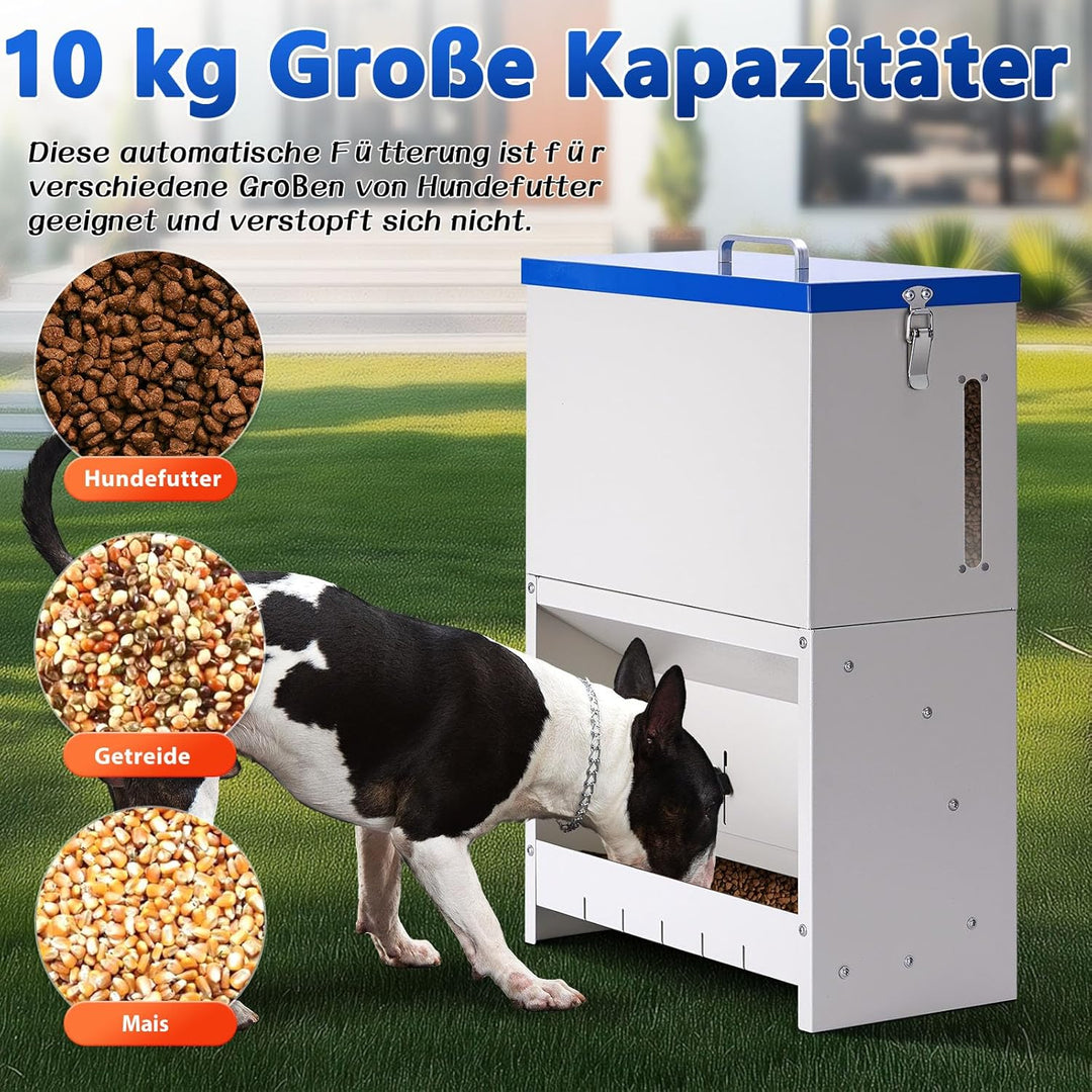 Automatischer Hundefütter für grosse Hunde im Freien 10kg Hundefütterspender Verzinkte Fütterung Met
