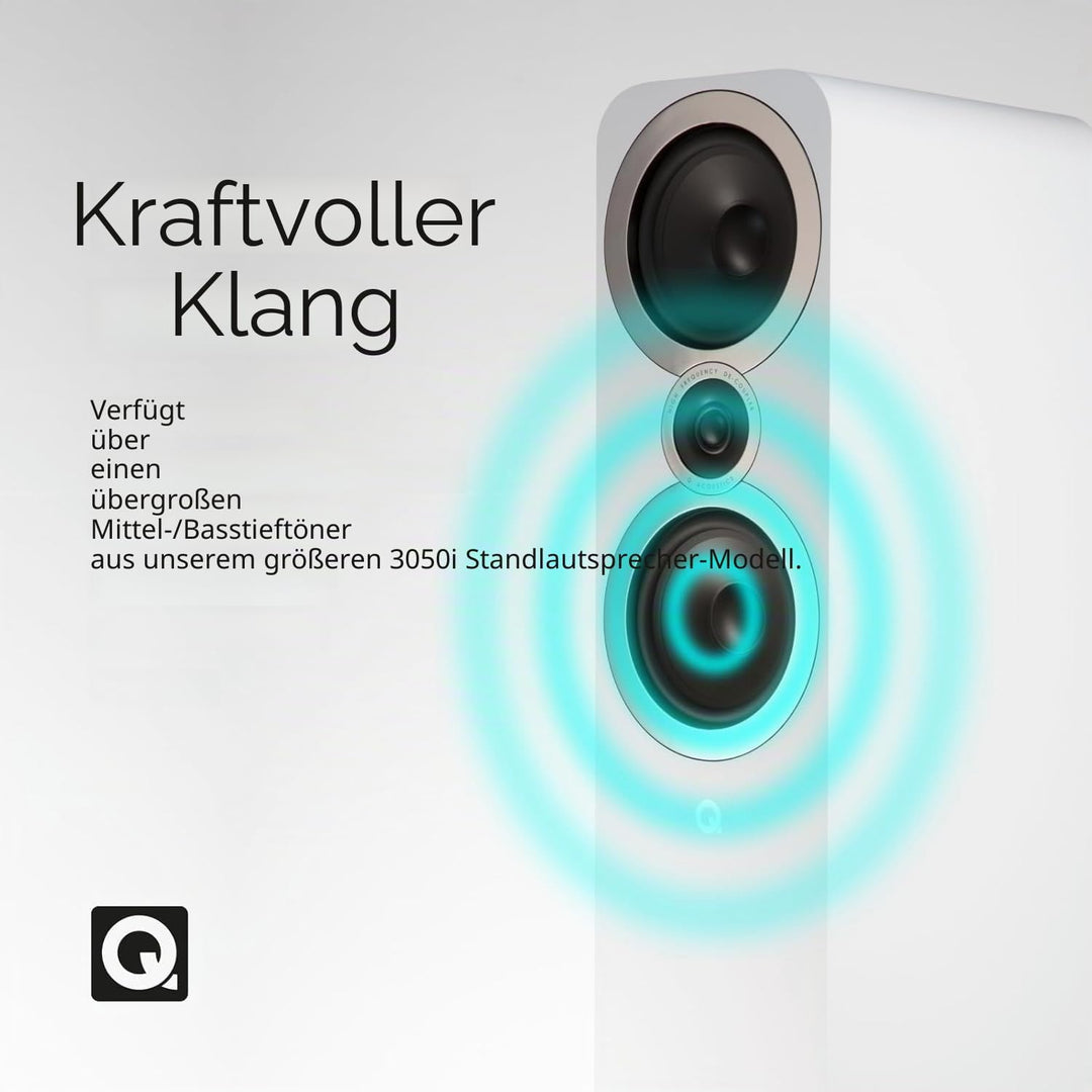 Q ACOUSTICS 3050i Standlautsprecher Paar Arctic White - 2-Wege-Reflexgehäuse, Bass-Treiber 2 x 165 m