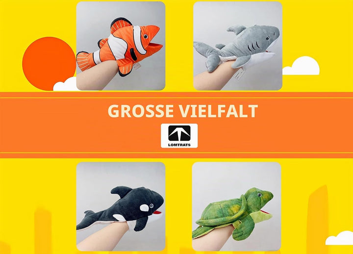 Meerestier-Handpuppen für Kinder, Kleinkinder umfassen Haie, Wale usw. mit beweglichen offenen Münde
