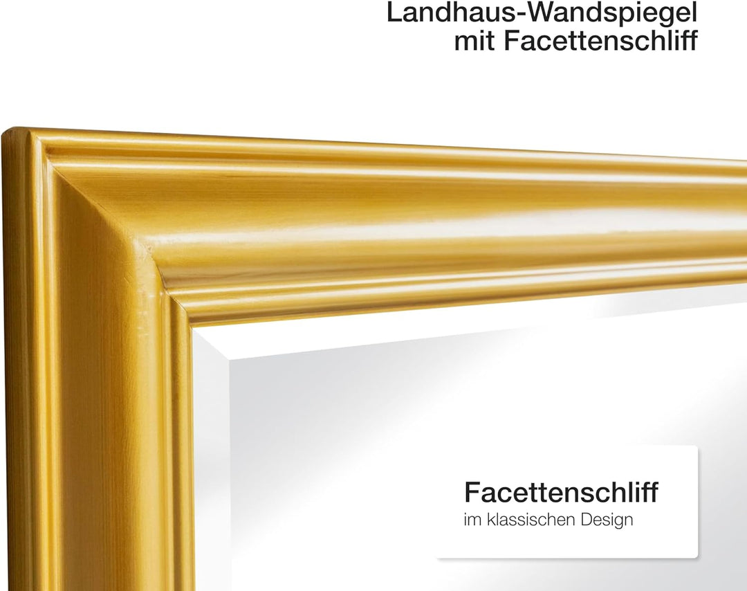 Wholesaler GmbH LC Home Wandspiegel Schlicht Gold ca. 180 x 80 cm Landhaus-Stil mit Facettenschliff