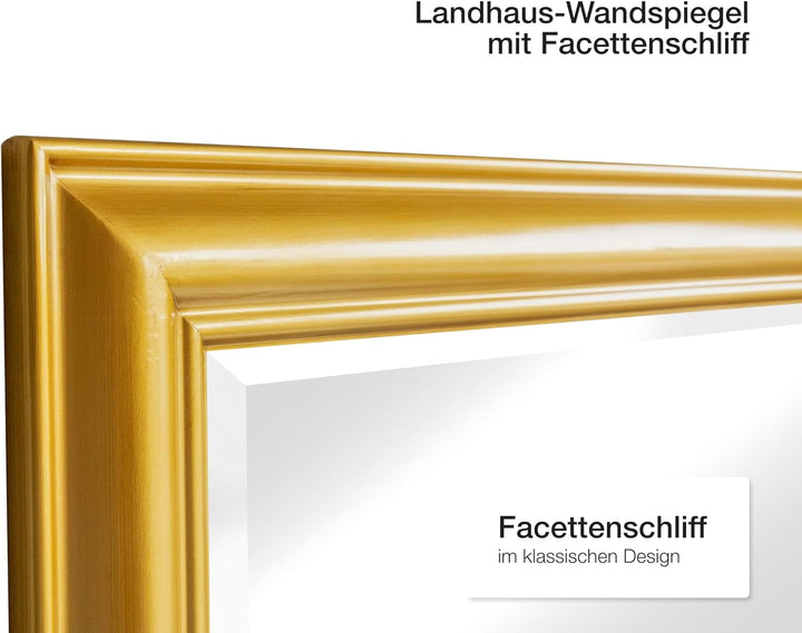 Wholesaler GmbH LC Home Wandspiegel Schlicht Gold ca. 180 x 80 cm Landhaus-Stil mit Facettenschliff