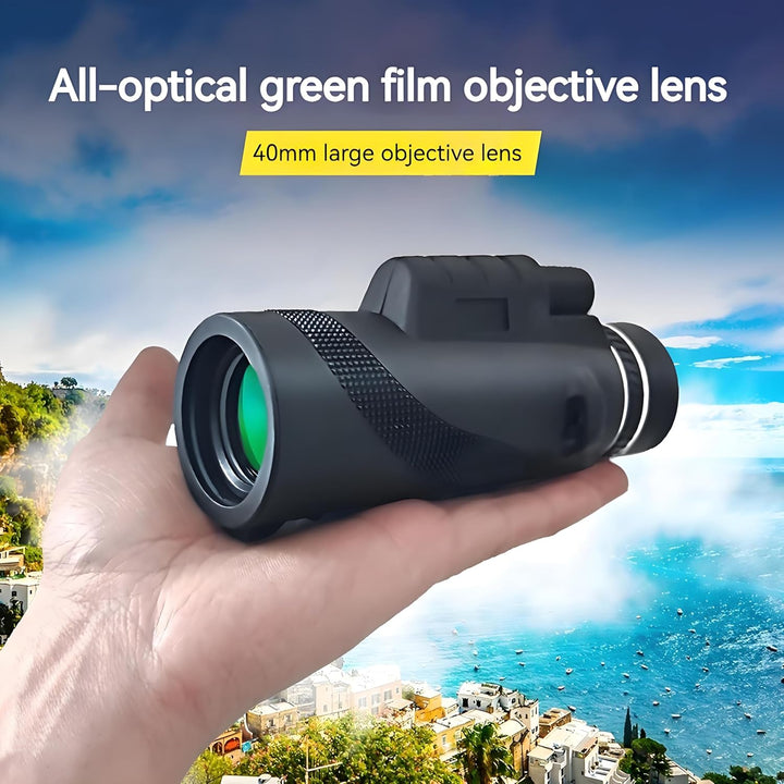 Mengshen 10x40 Monokular Teleskop Pro Kit mit Universal Handy Adapter Stativ für Smartphone Digiskop