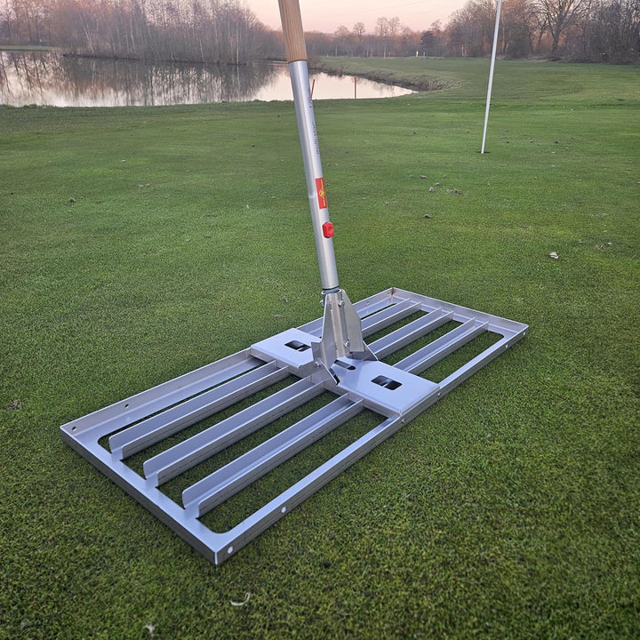 Edelstahl Rasenrakel L in 80cm Breite und Adapter für Wolf Systemaufnahme