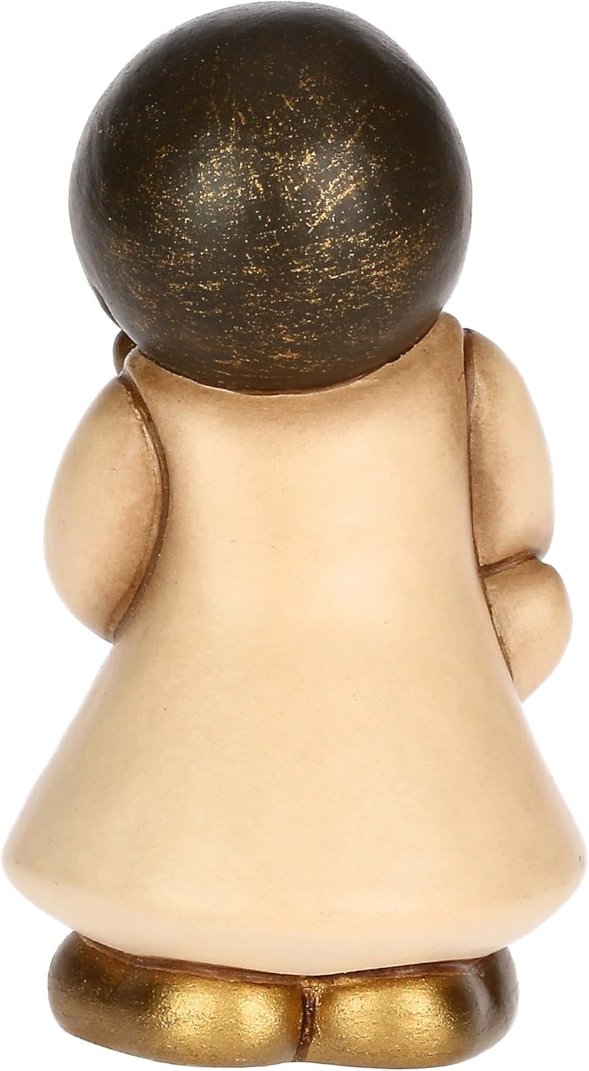 THUN - Mädchen mit Gans beige aus Keramik, 3,6 x 3,6 cm, Höhe 6,2 cm, Kollektion Krippe Classico
