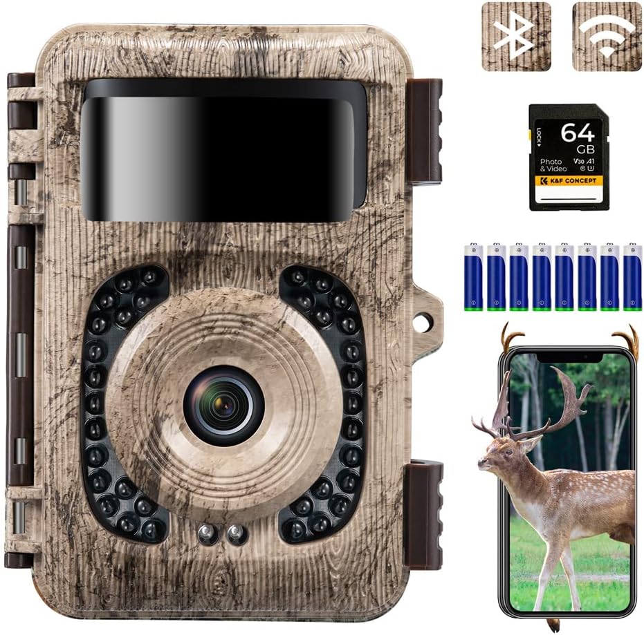 K&F Concept 48MP 4K WLAN Wildkamera handyübertragung, WiFi Wildkamera mit bewegungsmelder nachtsicht