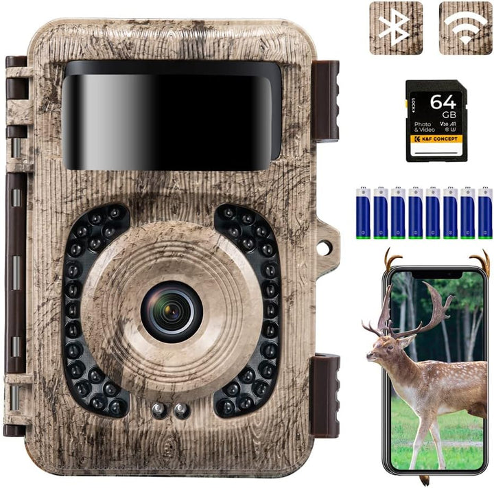 K&F Concept 48MP 4K WLAN Wildkamera handyübertragung, WiFi Wildkamera mit bewegungsmelder nachtsicht