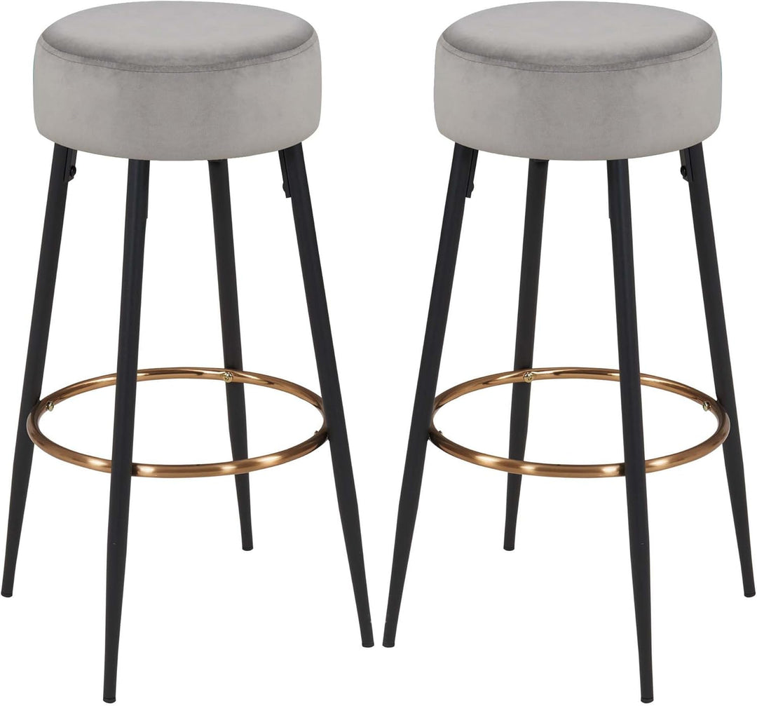 Duhome Barhocker 2er Set Barstühle Runde Tresenhocker Samt Bistrohocker mit Fussstütze für Bistro Kü