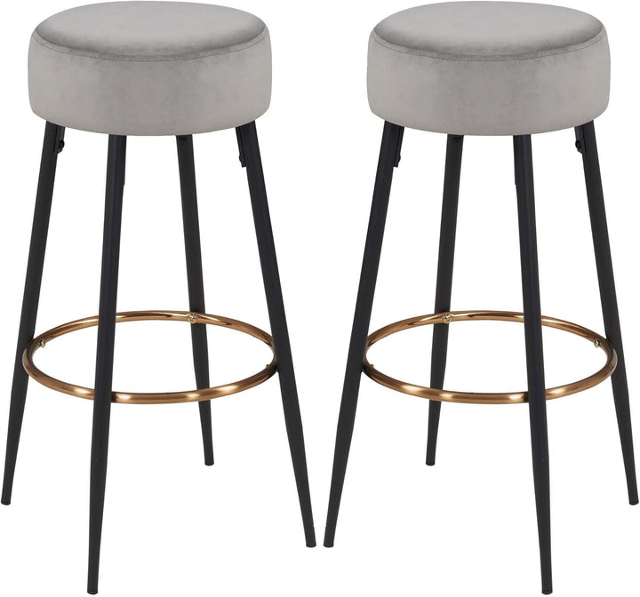 Duhome Barhocker 2er Set Barstühle Runde Tresenhocker Samt Bistrohocker mit Fussstütze für Bistro Kü