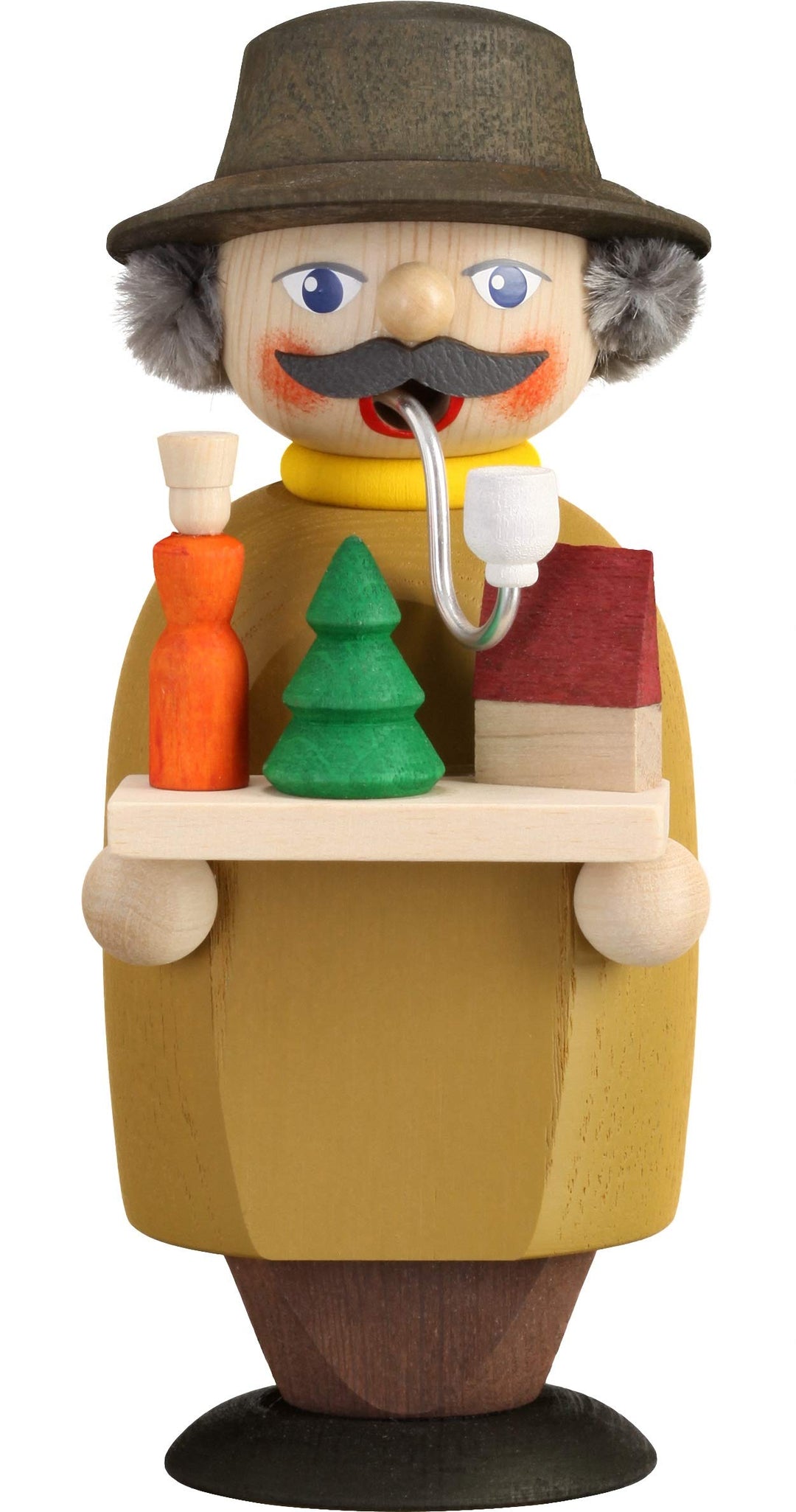 Seiffener Volkskunst | Räuchermann Erzgebirge | Kleine Gesellen 14 cm | Räuchermännchen | Original E
