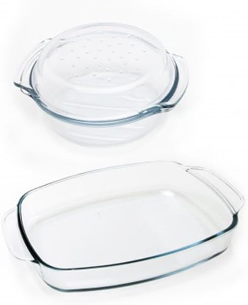 Van Well Auflaufformen 3-teilig – Glas-Set mit Deckel – 1,7l & 2,3l – Hitzebeständig & spülmaschinen