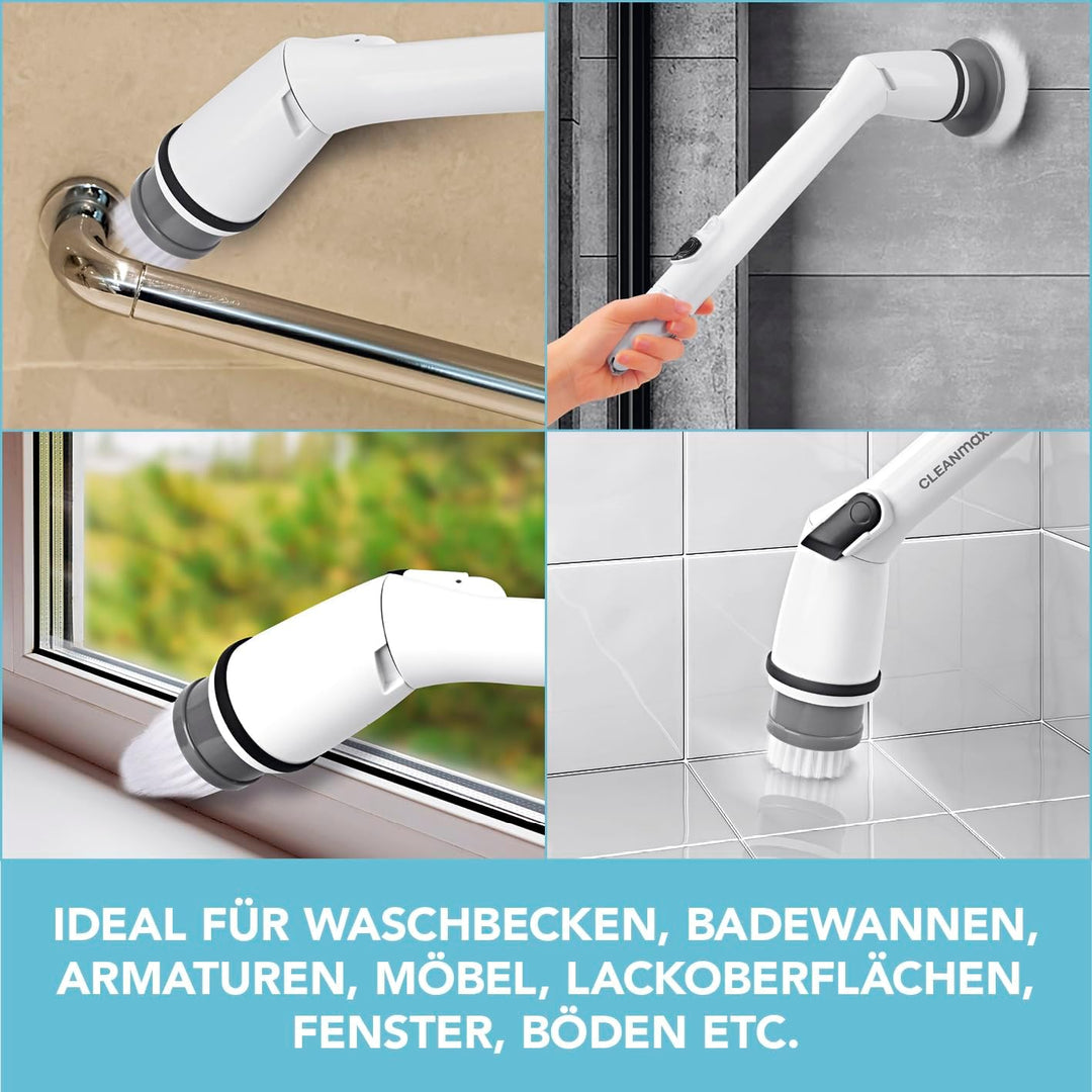 CLEANmaxx Elektrische Reinigungsbürste | Für alle Oberflächen - 7 Aufsätze & einstellbare Geschwindi
