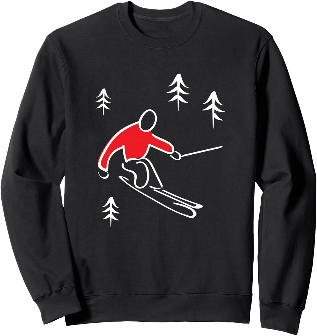 Illustrierte Schnee Skifahren Design, Skifahrer Geschenk Sweatshirt