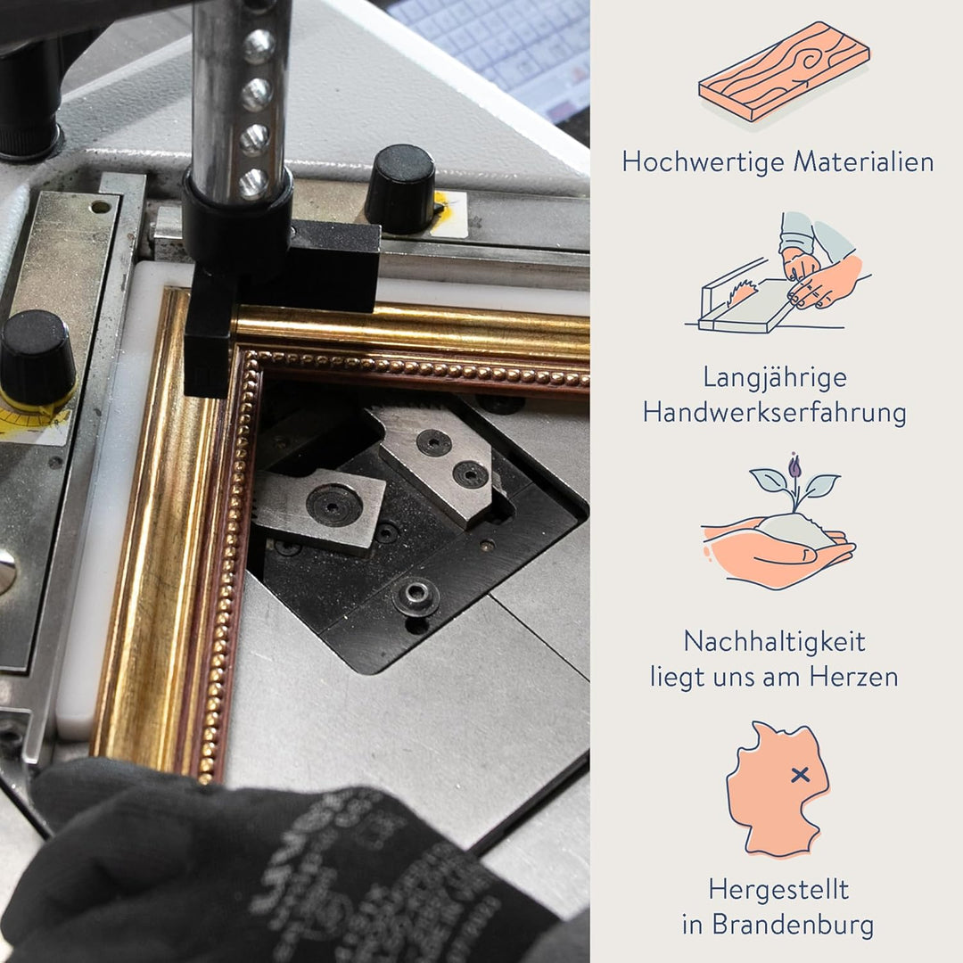 WANDStyle Bilderrahmen Antik 30x30cm I Farbe: Gold I Holzbilderrahmen I Fotorahmen I Goldener Barock