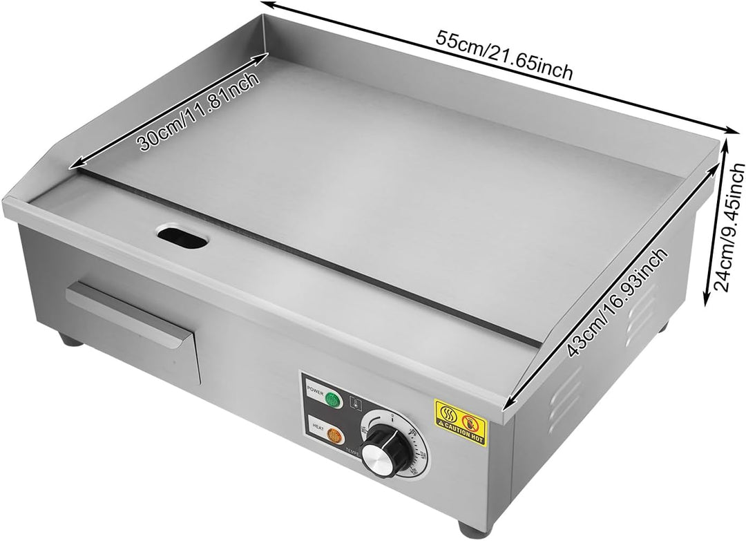 Grillplatte Bratplatte 3000W,22 Zoll Kommerzielle Rechteckig Elektrische Grillplatte aus Edelstahl F
