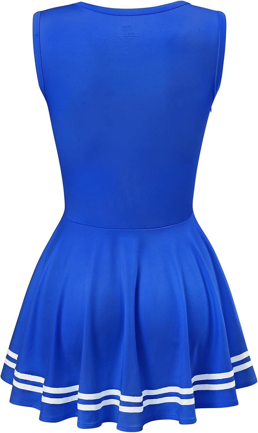 LittleForBig Damen Seidiger Ärmellose Overall Cheer Sissy Bodycon Mini Kleid Rock 4XL Dunkelblau, 4X