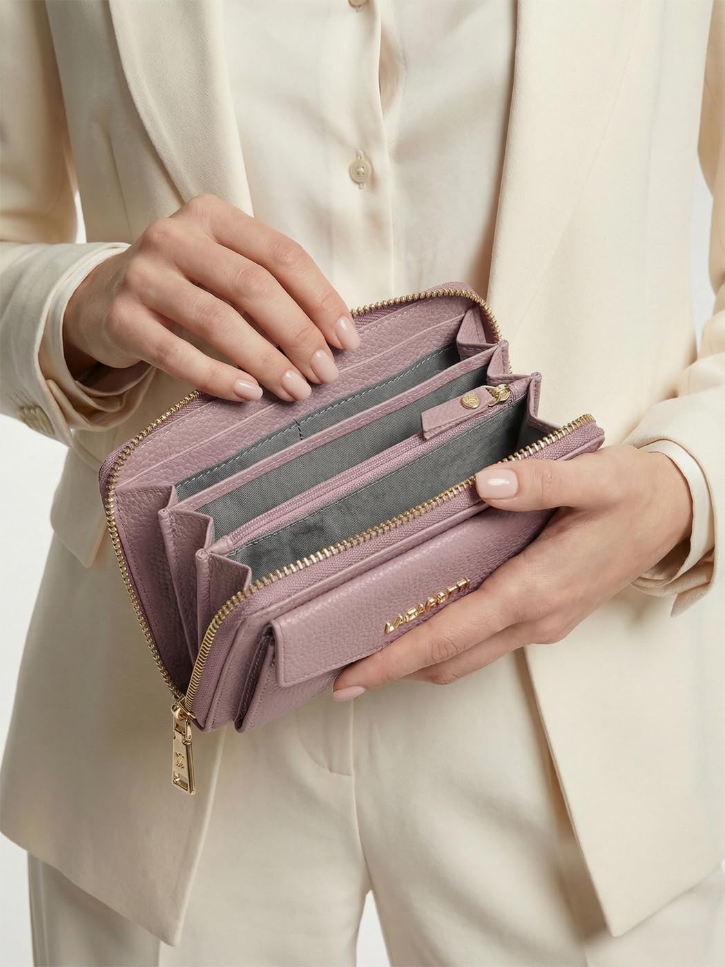 Lazarotti Bologna XL Leder Damen-Geldbörse &amp; Handytasche (2-in-1) | 16 Kartenfächer | zum Umhängen m