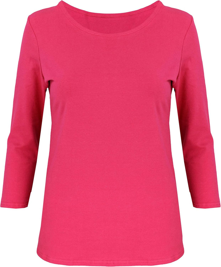 Damen Shirt 3/4 Arm mit Rundhals M Amarant, M Amarant