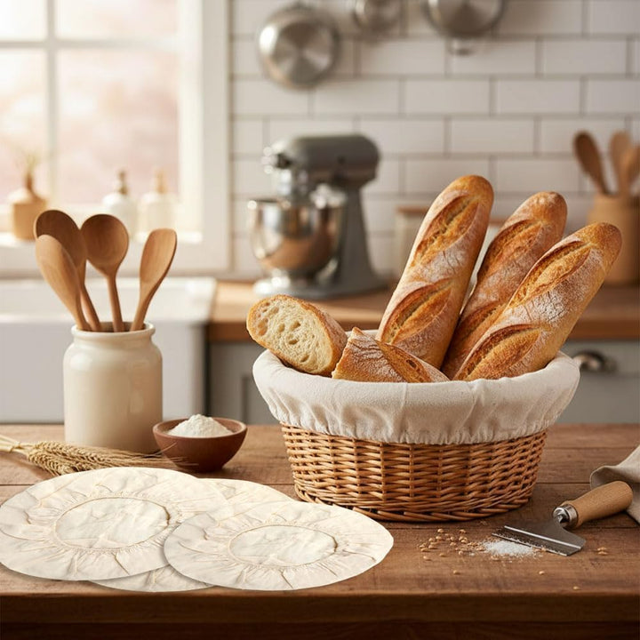6 Stück Bäckerleinen aus Leinen, 25 cm Teigtuch für Gärkörbe, Strudeltuch Gärtuch zum Brotbacken, Ba