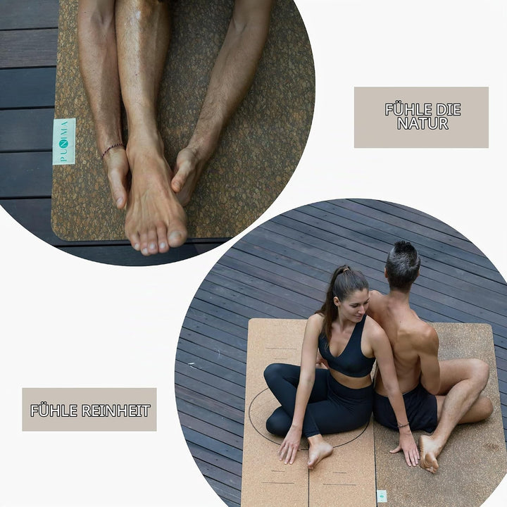 PUNIMA Yogamatte XXL, 100% Naturkautschuk und Premium Kork aus Portugal, Extra BREIT und LANG, OHNE