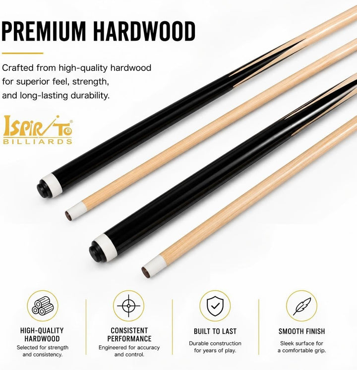 ISPiRiTo Billardqueues Billardqueue, 2-teilig, 13 mm, zum Aufkleben, Hartholz / Holz, 13 mm, 4 Stück