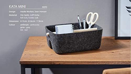 Pieperconcept KATA Mini, Accessoires, Tischaufbewahrung, Ablagekorb, Filz-Optik rot, recyceltes P.E.