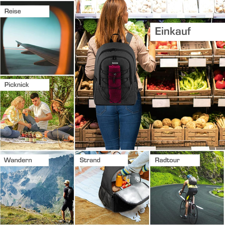 bomoe Kühlrucksack 25L - Outdoor Rucksack mit 16h Kühlfunktion - Strandrucksack mit vielen Taschen z