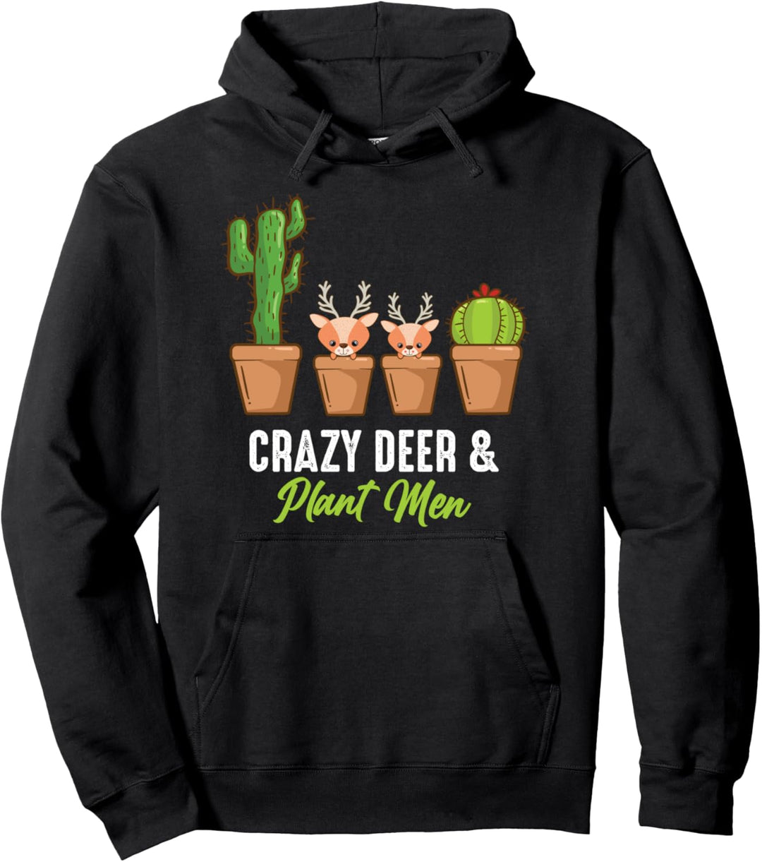 Verrückter Hirsch und Pflanzenmama Sukkulente Kakteen Pullover Hoodie