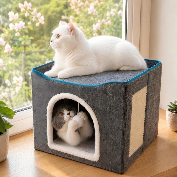 FURRYPAWS Katzenhöhle - Gemütliches Katzenhaus für drinnen und draussen, Ideal als Katzenhaus Indoor