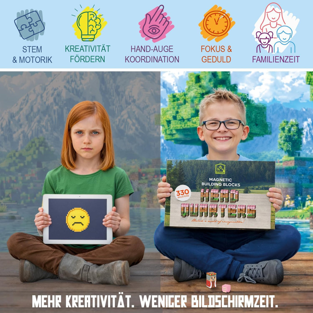 Headquarter Set mit 330 Magnetbausteine I Magisches Kinder Magneten Spielzeug für kreative Bauwelten