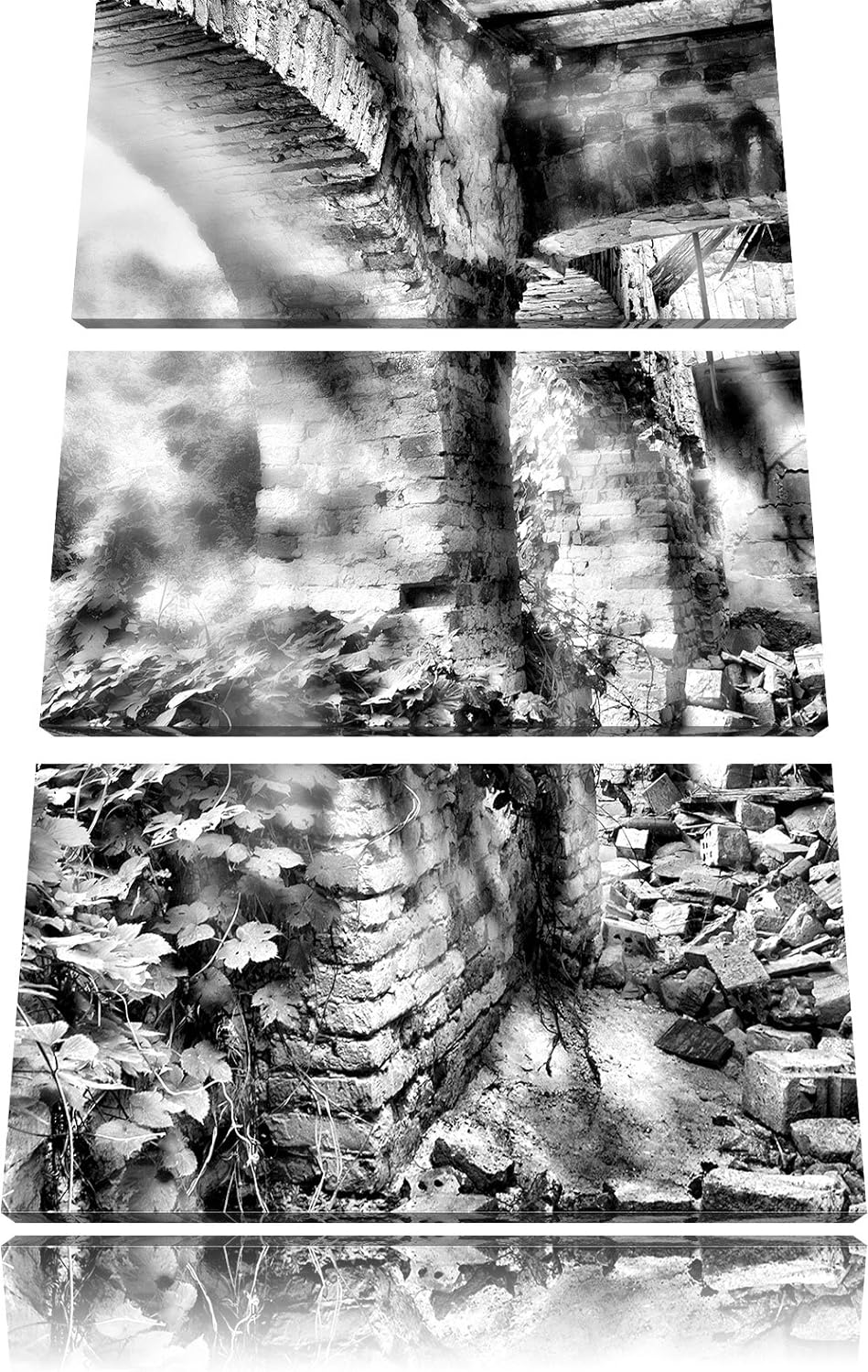 Pixxprint Alte Ruine als Leinwandbild/Grösse: 3 Teilig (120x80) cm/Wandbild/Kunstdruck/fertig bespan