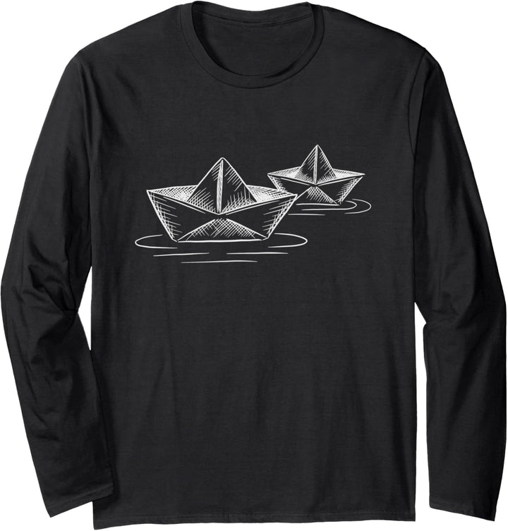 Papier Boot im Meer Segelboot Papierboot im Wasser Segler Langarmshirt